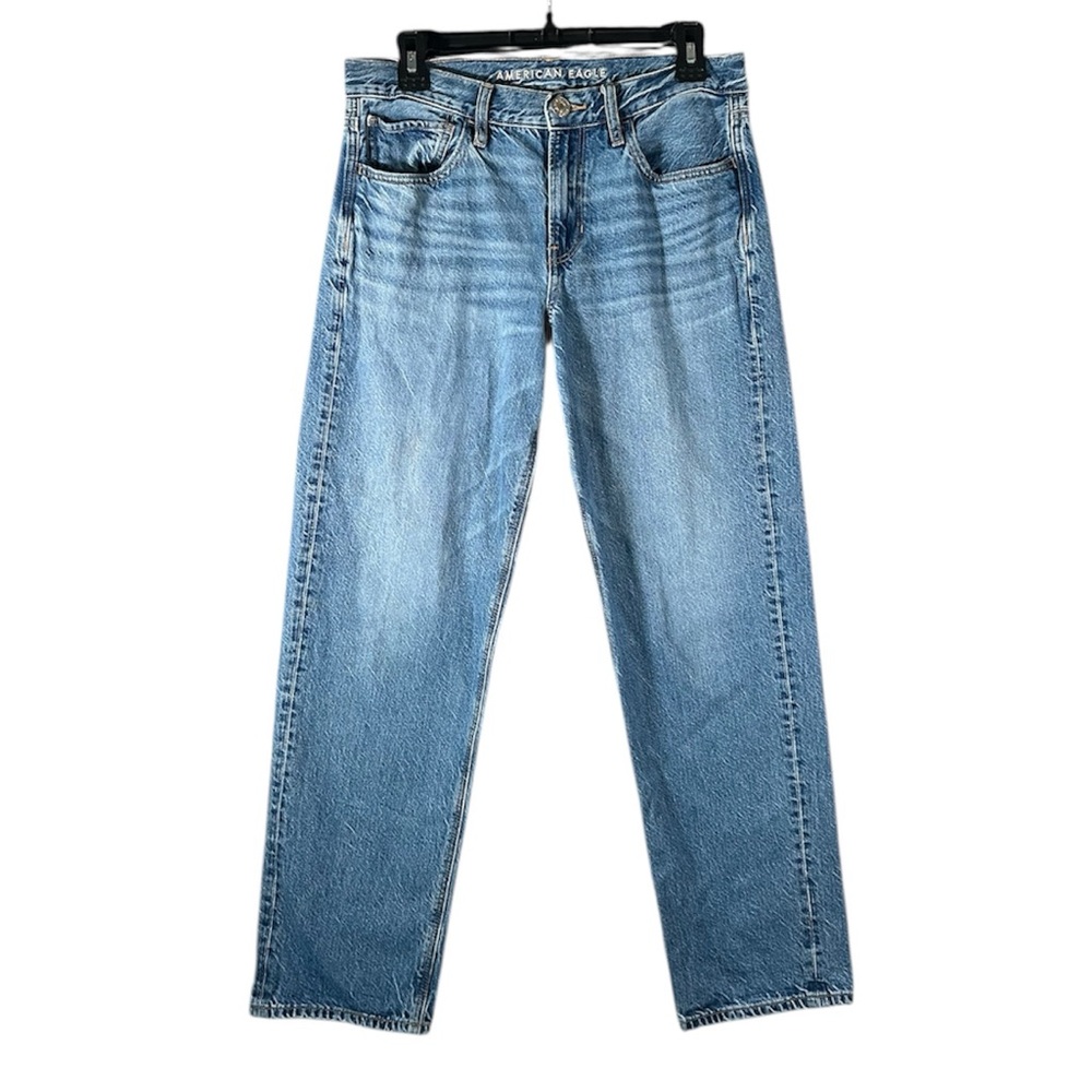 American Eagle 90s Straight Denim Blue Jeans Size 6 Petite Medium Wash High Rise